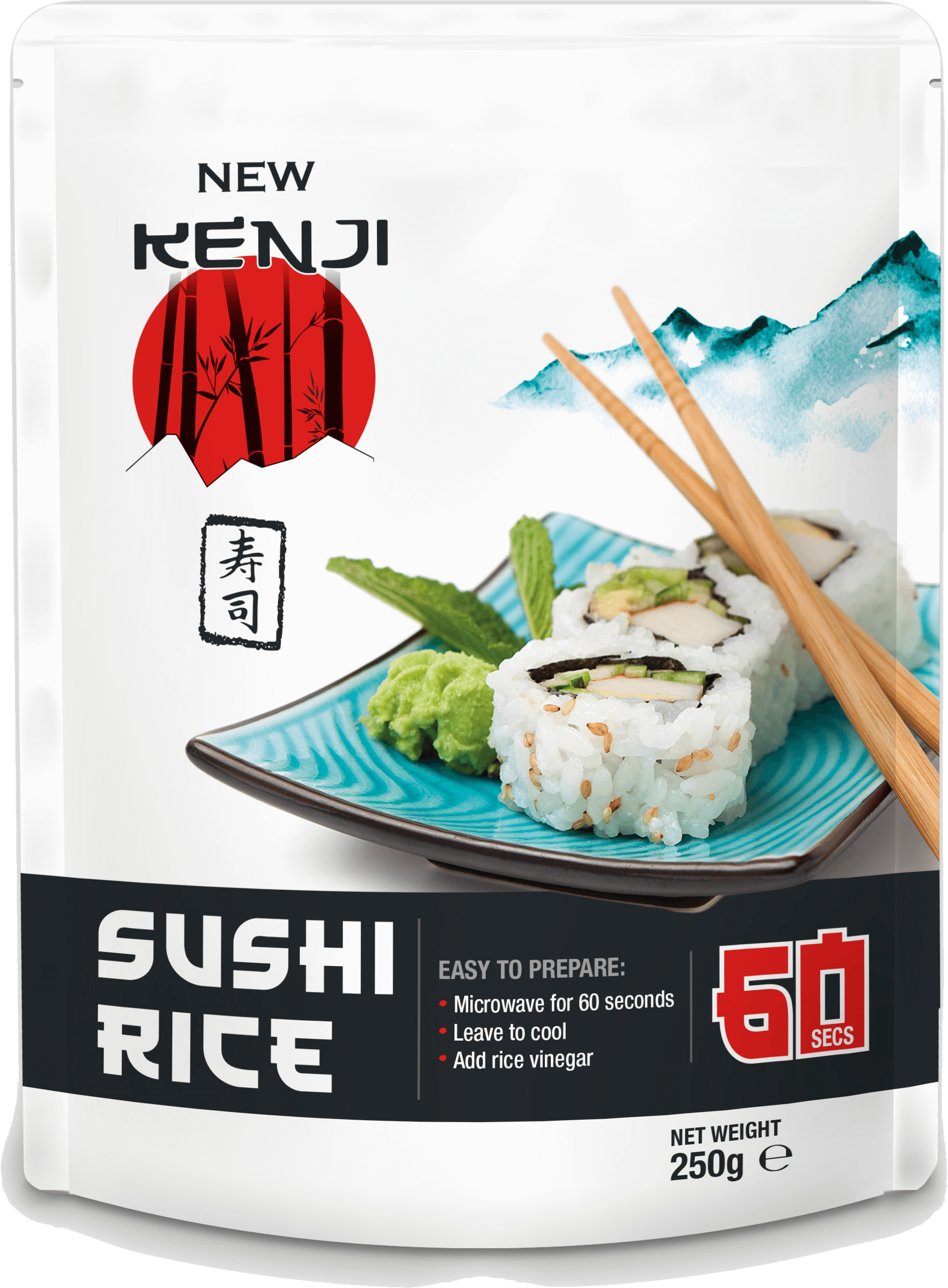 box of kenji sushi rice with white background